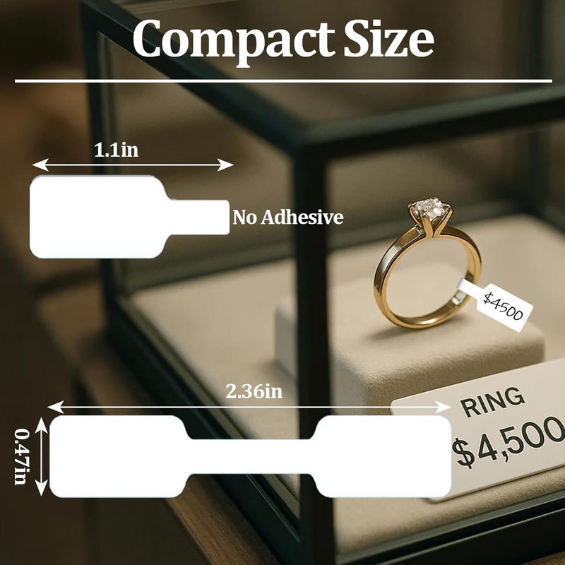Bolsdoic 1500 PCS Jewelry Price Tags Stickers, Rectangular Self Adhesive Indentification Tags, Blank Waterproof Price Labels, Removable Residue-Free Labels for Display, Craft Shows of Necklace, Earring, Ring - Image 2